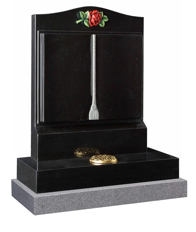 Black Granite Book Headstone with Cord and Tassel