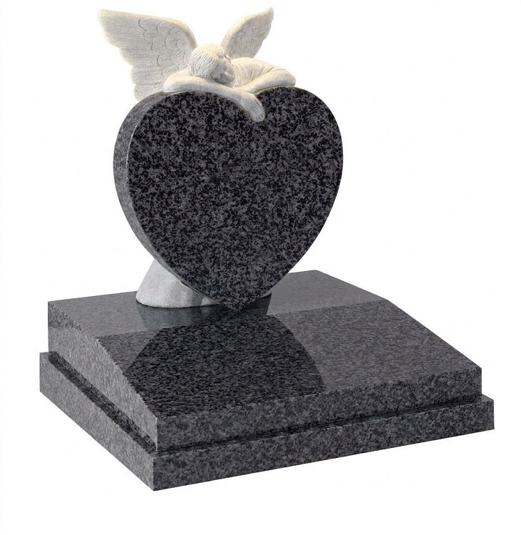Angel Carved Heart Headstone