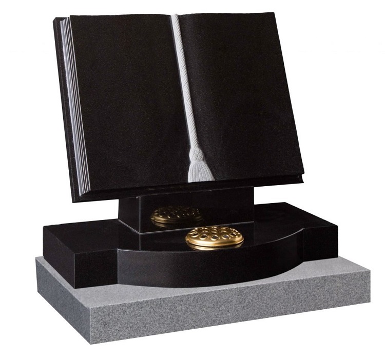 Black Granite Open Book Headstone