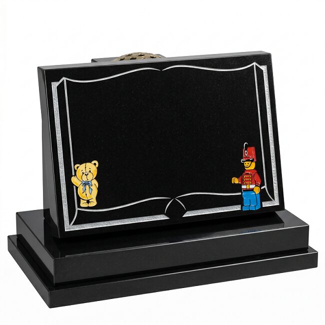 Childrens teddy bear and toy soldier Headstone