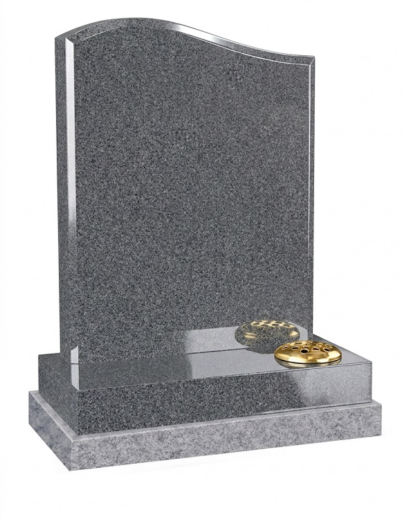 Flint Grey Granite Headstone with Bevelled Edges