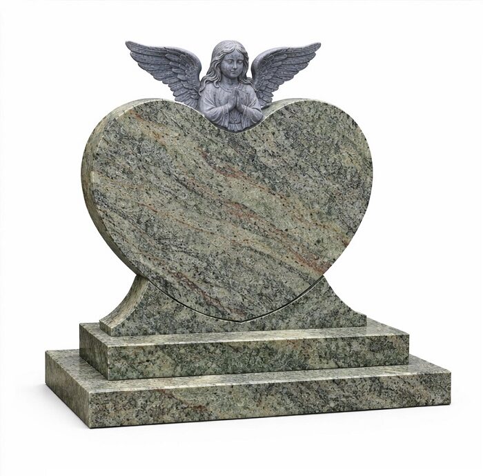 Green Angel-Heart Headstone