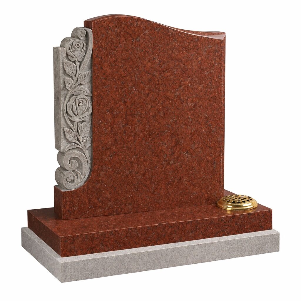 Hand-Carved Rose Headstone