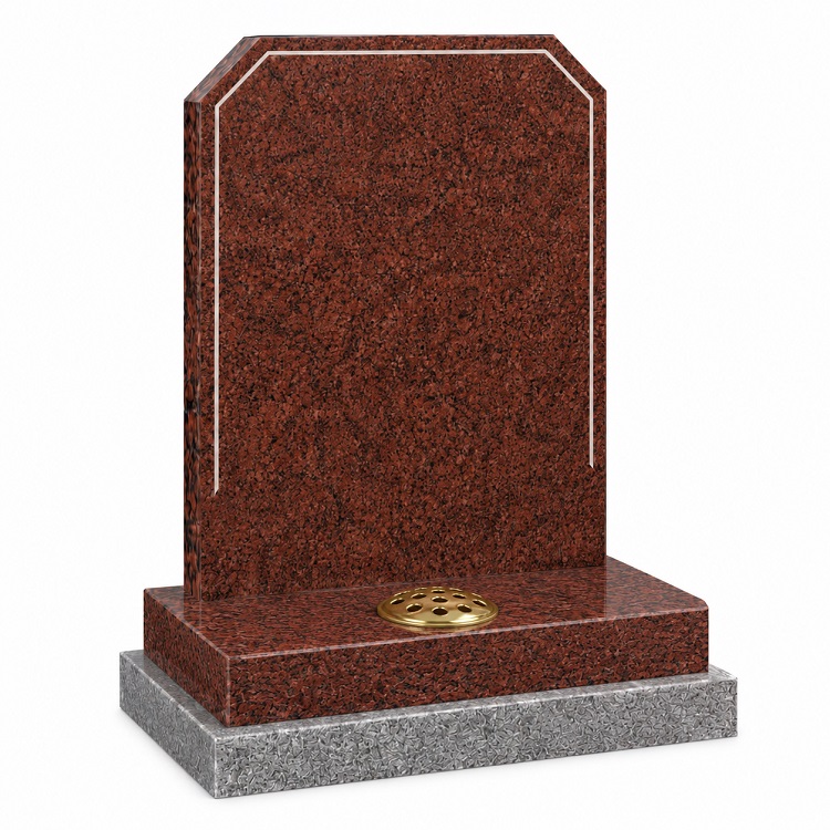 Indian Red Granite Headstone with Splayed Shoulders