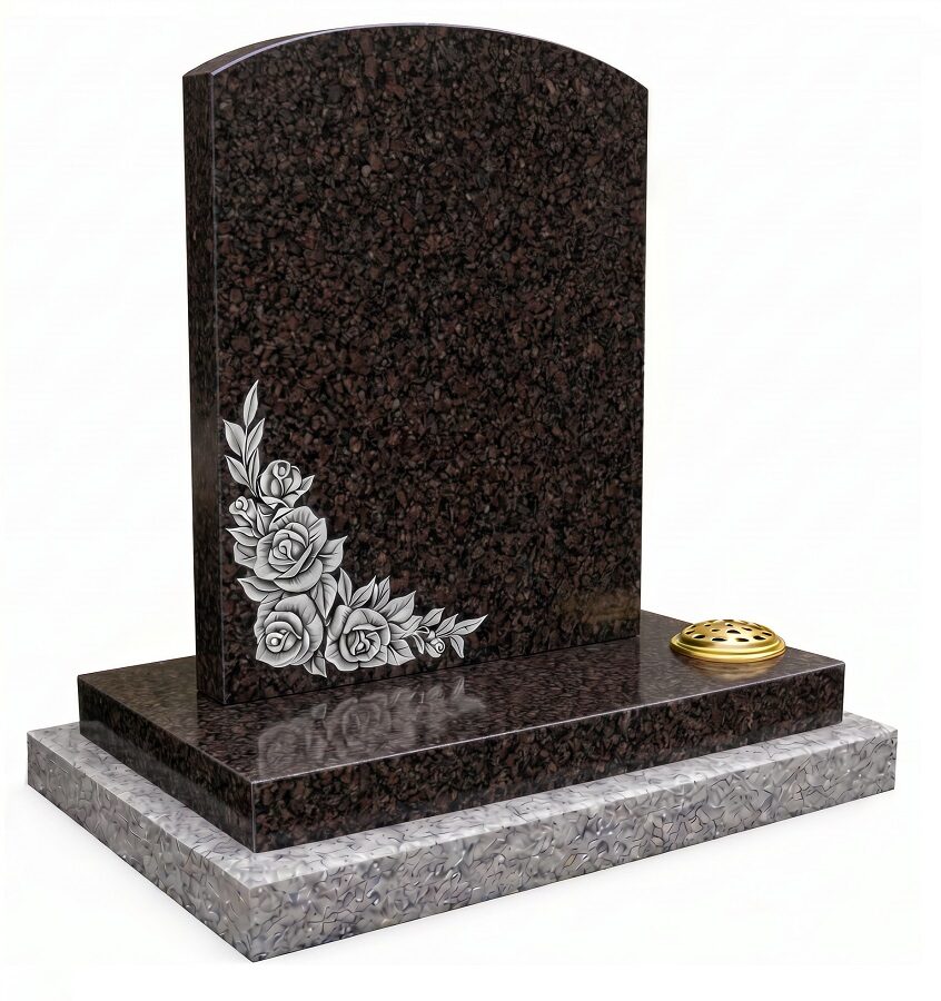 Rose and Leaves Headstone