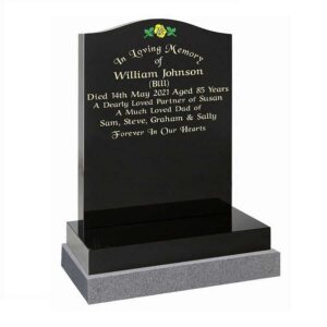 Black granite headstone