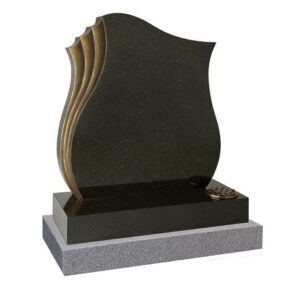 Black granite memorial with splayed edges