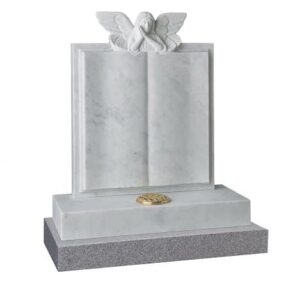 Marble book with resting angel
