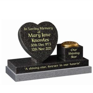 Grey granite heart and vase