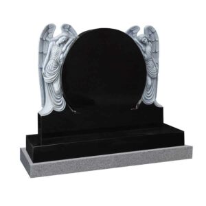 Double Angel black headstone