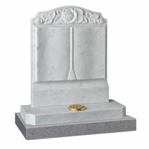 Marble open book with carved roses