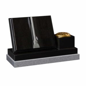 Black granite book and vase
